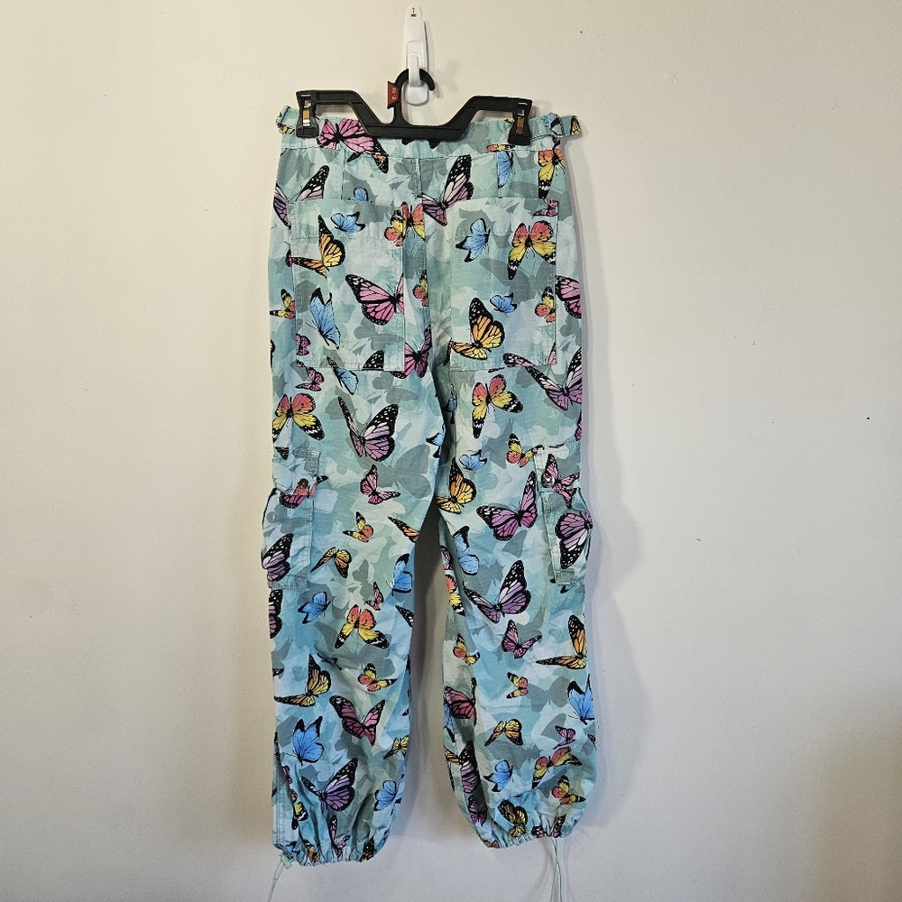 Delia’s Y2K Butterfly Parachute Cargo Pants Drawstring Hem Size S - Picture 8 of 8